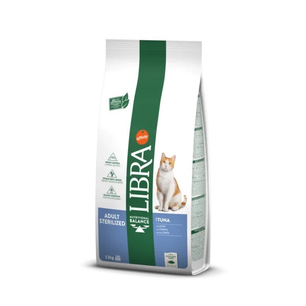 Pienso seco para gatos esterilizados libra feline atún 12kg - alimentación saludable