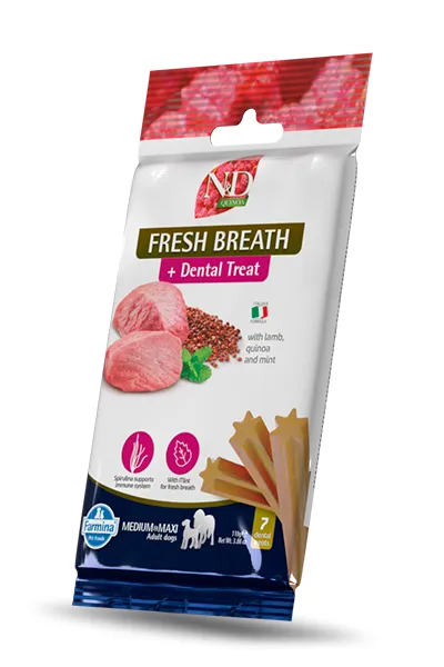 Snacks para perros farmina nd quinoa fresh breathe 15x110g: aliento fresco y saludable