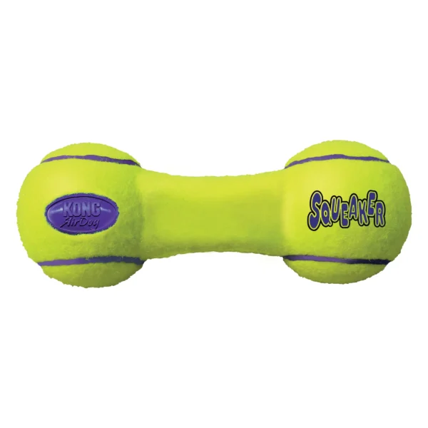 Играчка за кучета Kong Airdog Squeaker Dumbbell за големи размери - издръжлива и скърцаща топка за тенис