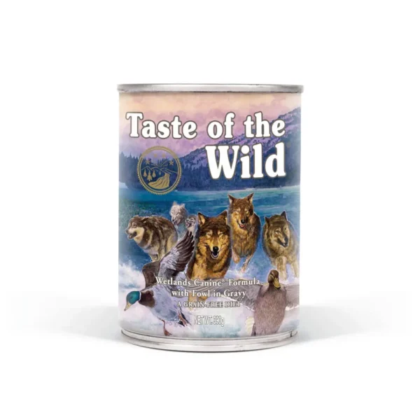 Comida para perros adultos taste canine wetlands de pato y codorniz - caja 12x390g