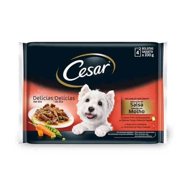 Cesar multipack selección salsa: 13 pouches de 100g para perros