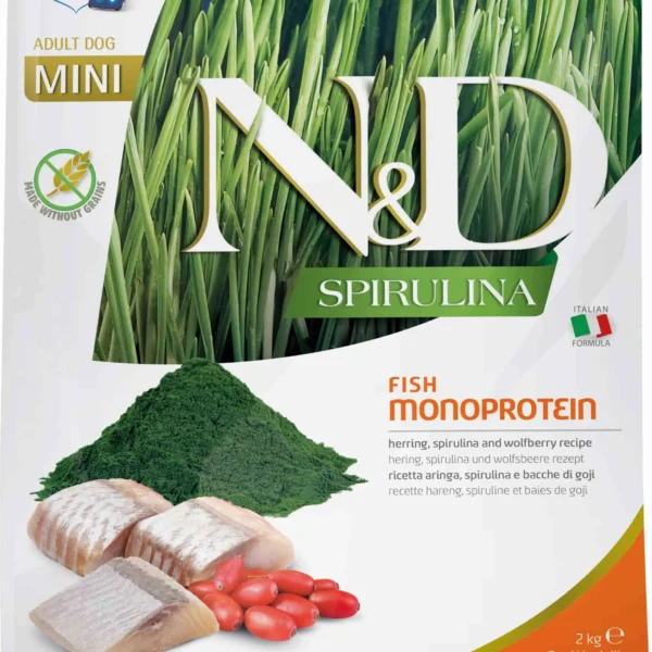 Alimento para perros mini farmina nd spirulina y arenque 2kg - nutrición óptima