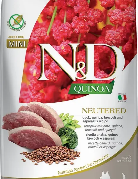 Alimento para perros esterilizados farmina nd quinoa pato mini 2,5kg