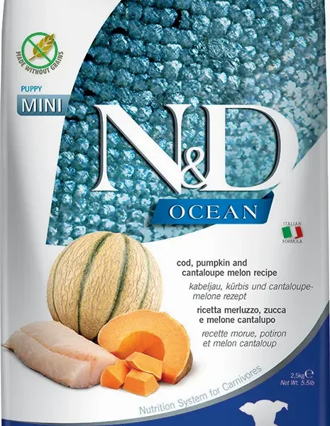 Alimento para cachorros farmina nd ocean bacalao y calabaza mini 2.5kg