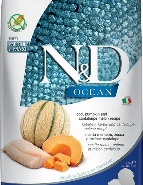 Alimento farmina nd ocean puppy bacalao y calabaza para perros medianos y grandes 2,5kg