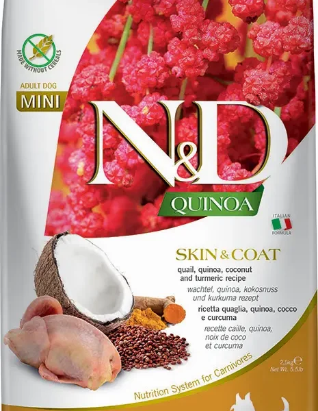 Farmina nd quinoa mini para perros: salud de piel y pelaje con codorniz - 2.5kg