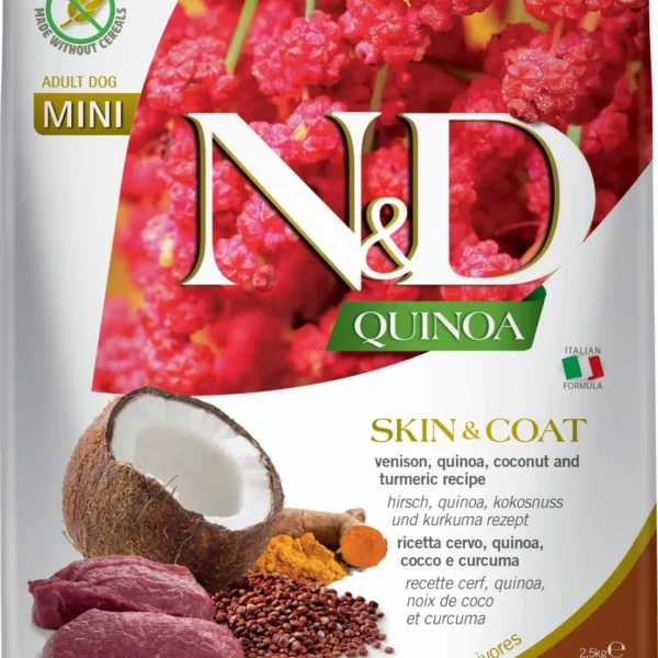 Alimento para perros mini farmina nd quinoa venado 2.5kg - cuidado de piel y pelaje