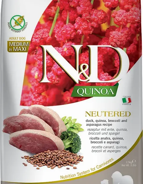 Alimento farmina nd quinoa para perros esterilizados de raza mediana y grande con pato 2,5kg