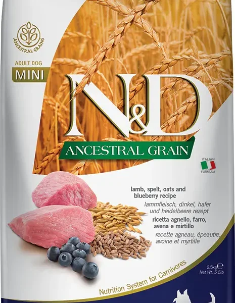 Alimento para perros pequeños: farmina nd ancestral mini cordero 2.5kg - nutrición óptima y natural