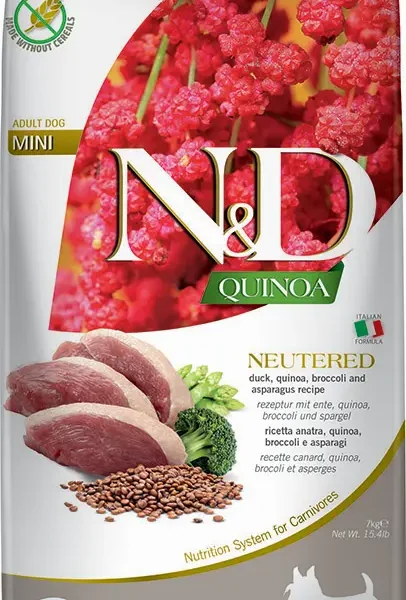 Alimento farmina nd quinoa para perros mini neutered pato 7kg - nutrición óptima