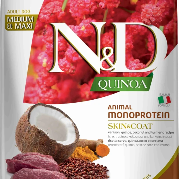 Alimento farmina nd quinoa para perros medianos/grandes con piel sensible y abrigo de venado 7kg