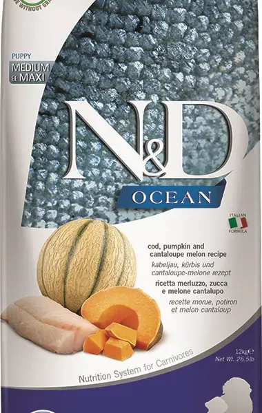 Alimento para cachorros farmina nd ocean bacalao y calabaza 12kg - raza mediana y grande
