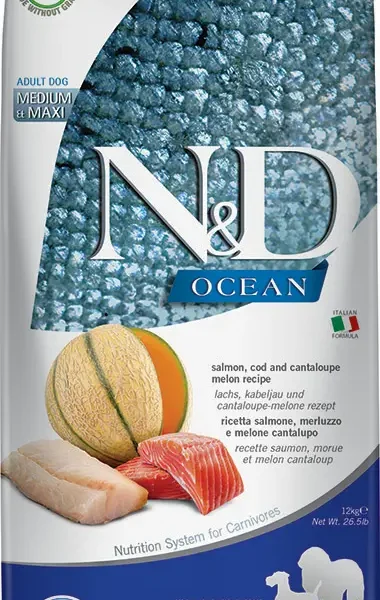 Pienso para perros farmina nd ocean salmón y bacalao 12kg - nutrición premium para razas medianas y grandes
