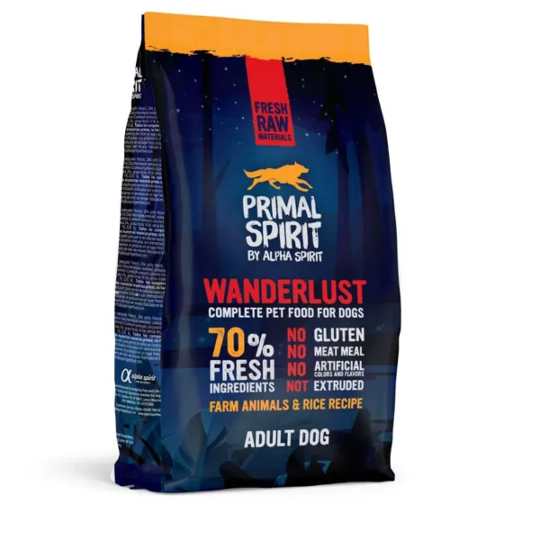Pienso alpha spirit canine primal 70% wanderlust 1kg: nutrición premium para perros