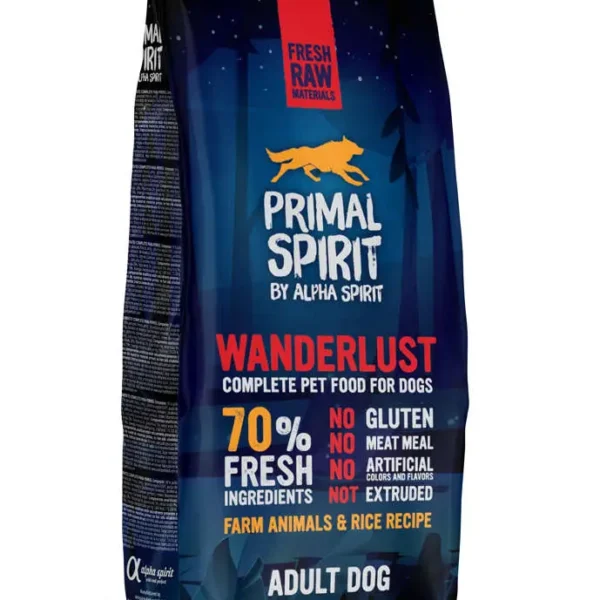 Pienso alpha spirit canine primal 70% wanderlust 12kg: nutrición premium para perros