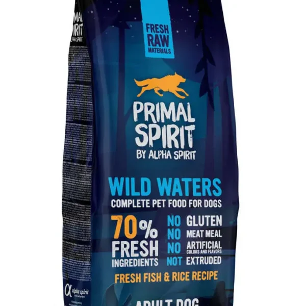 Pienso alpha spirit canine primal 70% wild waters 12kg: nutrición natural para perros