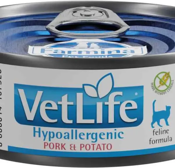 Farmina vet life cat hipoalergénico cerdo - pack 12x85g: comida premium para gatos