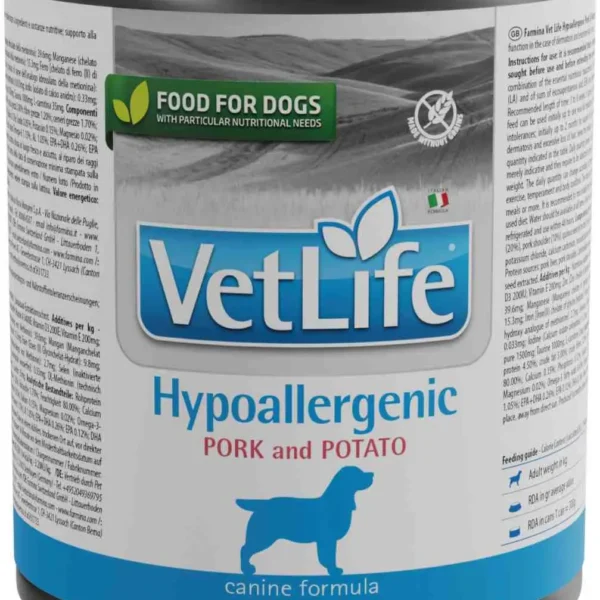 Farmina vet life dog hipoalergénico cerdo 6x300 gramos - alimento premium para perros sensibles