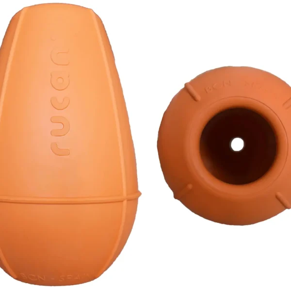 Juguete de caucho natural para perros conic naranja grande - rebote irregular, rellenable y seguro, fabricado en españa por rucan