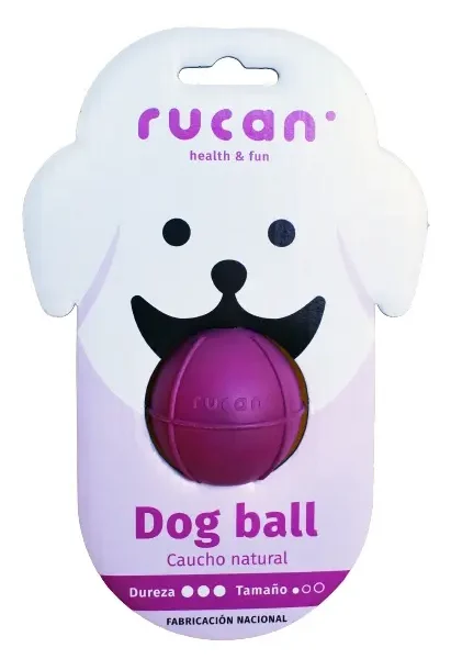 Pelota de caucho para perros lila de alta dureza - juguete rellenable para higiene dental y reducción de estrés - fabricada en españa por rucan