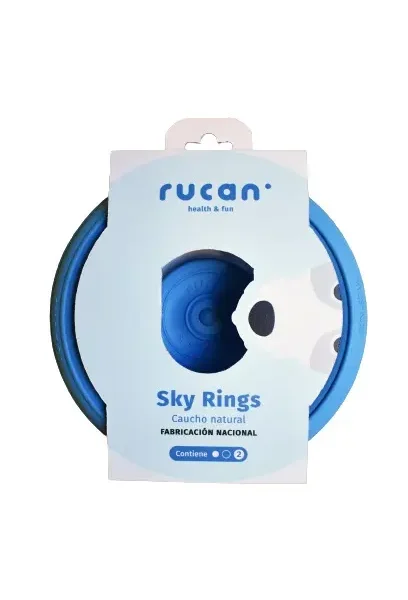 Juguetes para perros sky rings azul: disco y aros grandes de caucho natural no tóxico