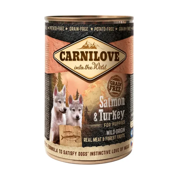 Comida para cachorros carnilove: salmón y pavo, pack 6x400g