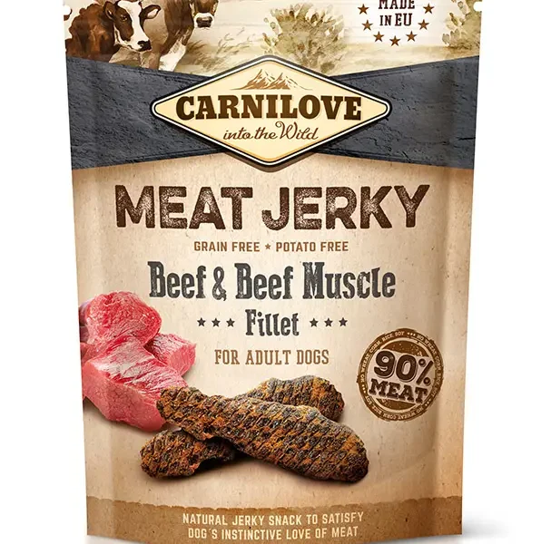 Compra carnilove jerky ternera y res: filetes para mascotas 12x100 gramos - delicia nutritiva para tu compañero fiel