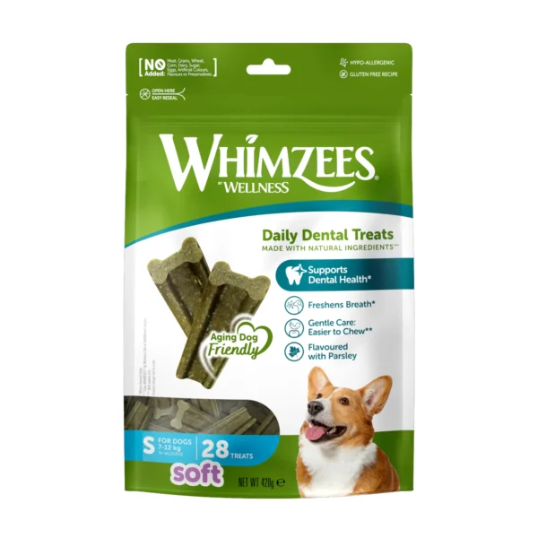 Golosinas dentales naturales whimzees soft para perros - bolsa económica 28 piezas