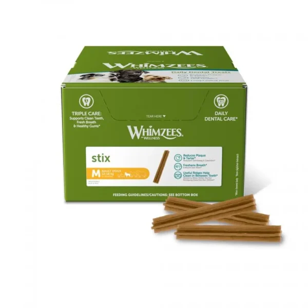 Compra whimzees stix m 100uds: snacks dentales naturales para perros