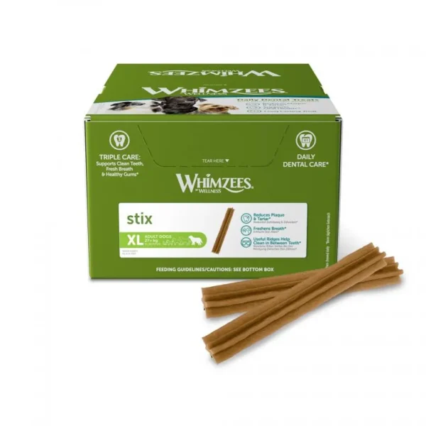 Compra whimzees stix xl 30uds: snacks dentales naturales para perros grandes
