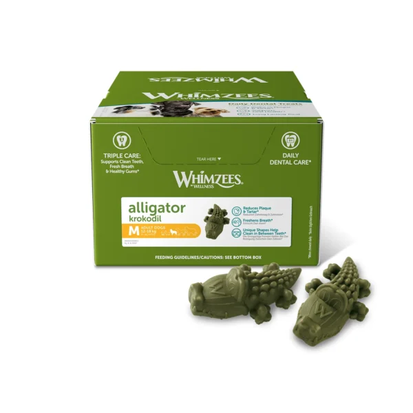 Compra whimzees alligator m 65uds: snacks dentales naturales para perros