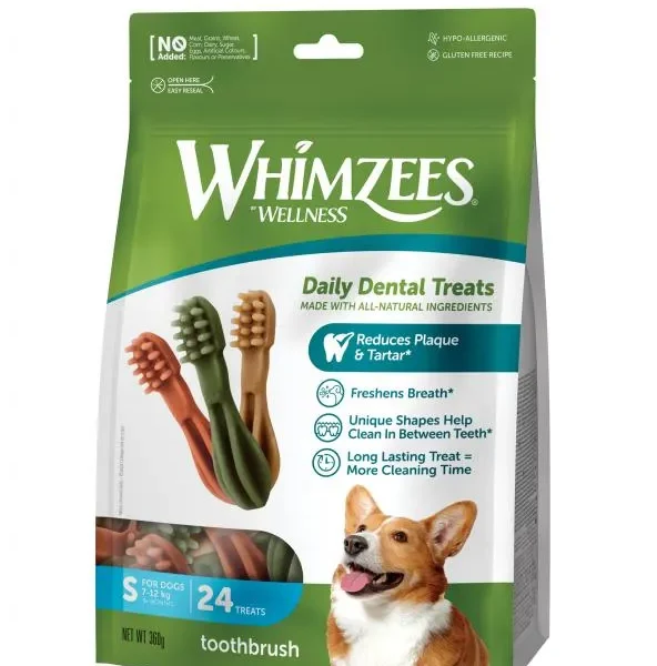 Whimzees cepillos dentales para perros s 24 unidades – cuidado dental natural y efectivo