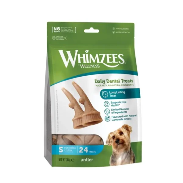 Whimzees 犬用鹿の角 サイズS - 24個入り：歯の健康と楽しさ