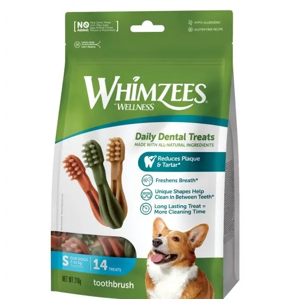 Whimzees cepillos dentales para perros: cuidado semanal efectivo - bolsa 14 unidades