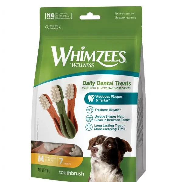 Pack de 7 cepillos dentales para perros whimzees star m – higiene semanal óptima