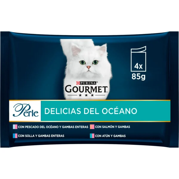 Gourmet perle deliciu pescado oceano para gatos - caja 12x4x85g - comida húmeda natural y saludable