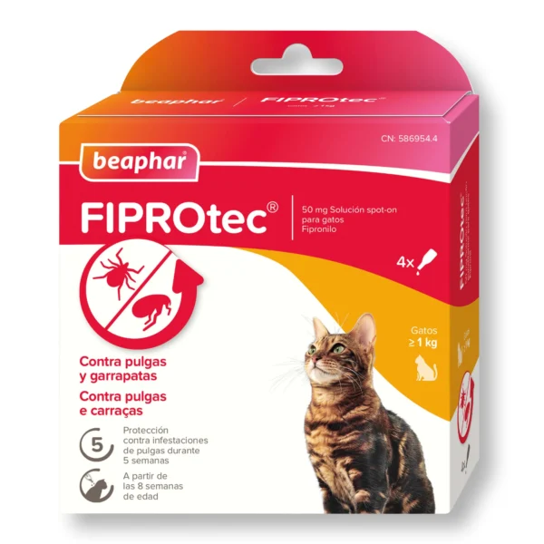Beaphar fiprotec spot on gato 4 pipetas x 0,5ml