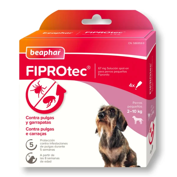 Beaphar fiprotec spot on perro peq. 2-10kg 4 pipetas x 0,67ml