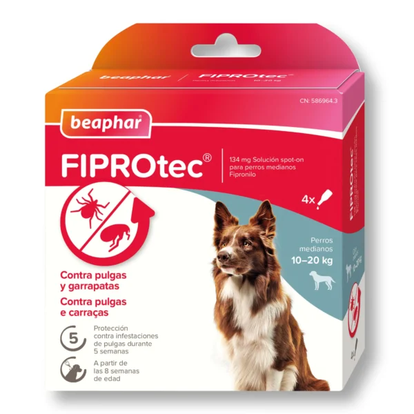 Beaphar fiprotec spot on perro med. 10-20kg 4 pipetas x 1,34ml