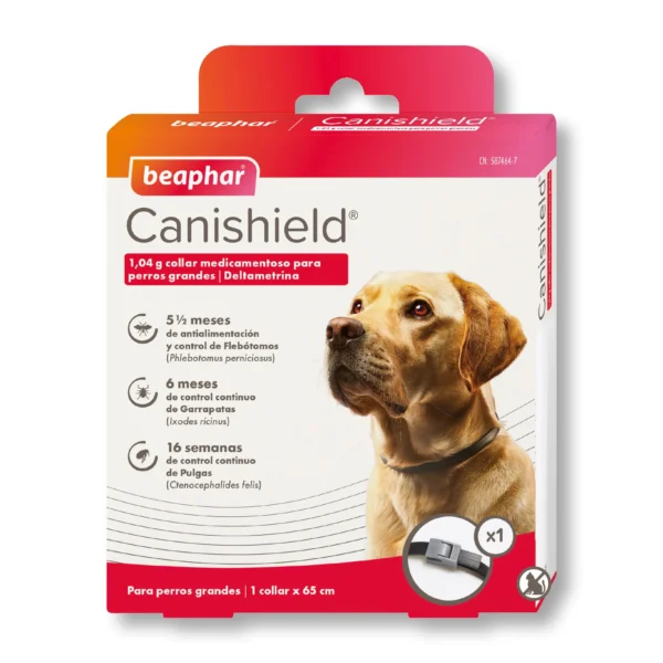 Collar antiparasitario beaphar canishield para perros 65cm - protección efectiva