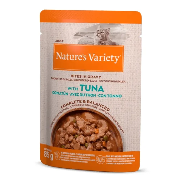 Bocaditos en salsa de atún para gatos - nature’s v 22x85g