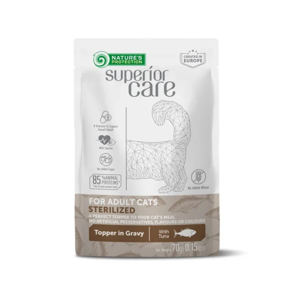 Nature’s p sc topper para gato adulto esterilizado con atún 24x70g - comida húmeda saludable