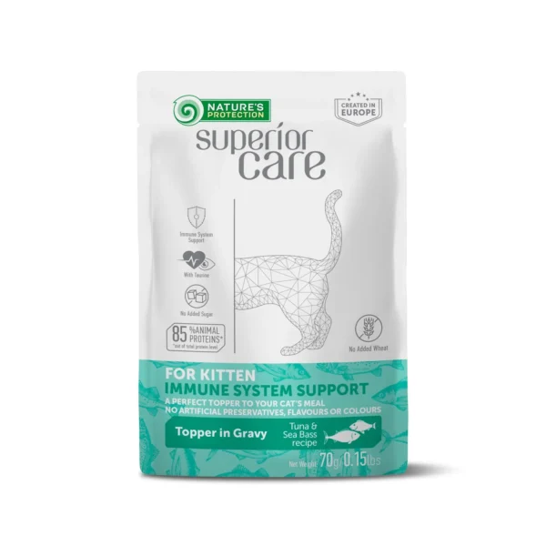 Nature’s p sc topper kitten inmune sabor atún y lubina 24x70g - comida húmeda saludable para gatos