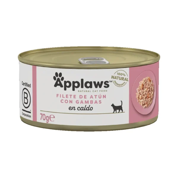 Applaws cat lata atún y gambas 24x70g – alimento natural, rico en proteínas y omega-3 para gatos exigentes