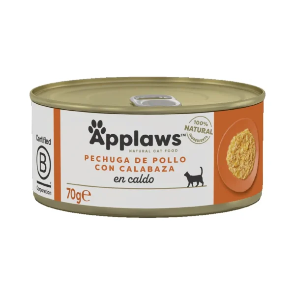 Applaws cat lata pollo con calabaza 24x70g – alimento natural para gatos, alto en proteínas y fibra