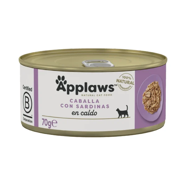 Applaws cat lata caballa y sardina 24x70 gramos – alimento natural y sostenible para gatos, sin aditivos ni conservantes, rico en omega-3