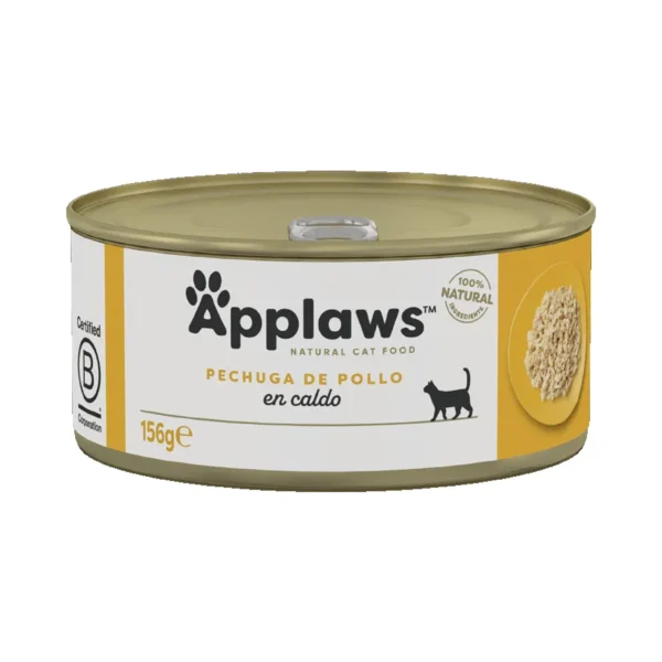 Applaws cat lata pechuga de pollo 24x156g – alimento húmedo natural para gatos con taurina y arroz, sin aditivos
