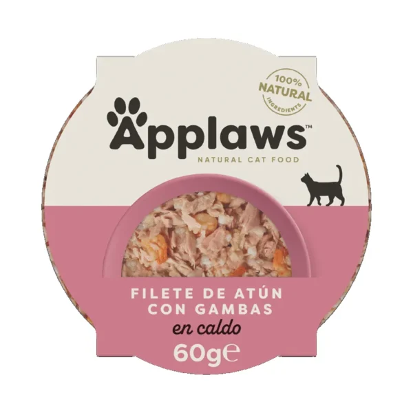 Applaws cat tarrina filete atún y gambas 10x60gr - alimento complementario sostenible para gatos con taurina natural