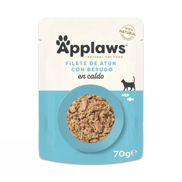 Comida húmeda para gatos applaws: sobres de atún y besugo 12x70g - ingredientes naturales y fuente de taurina para salud cardíaca y ocular