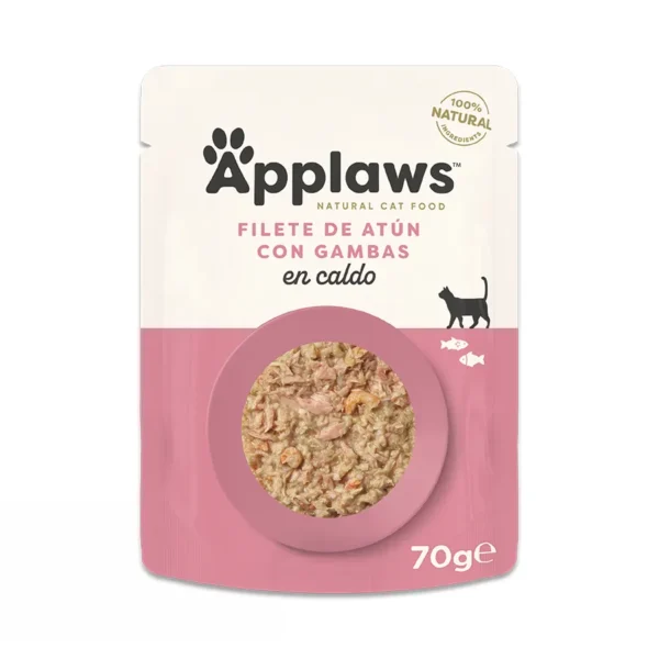 Applaws comida húmeda para gatos: atún y gambas del pacífico 12x70g - alimento natural con taurina para salud ocular y cardíaca